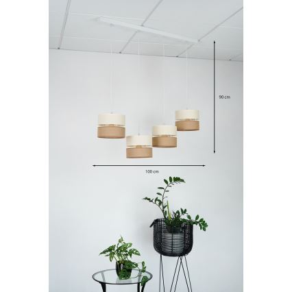 Brilagi - Hängeleuchte ROYAL YUTE 4xE27/15W/230V beige/cremefarben/weiß