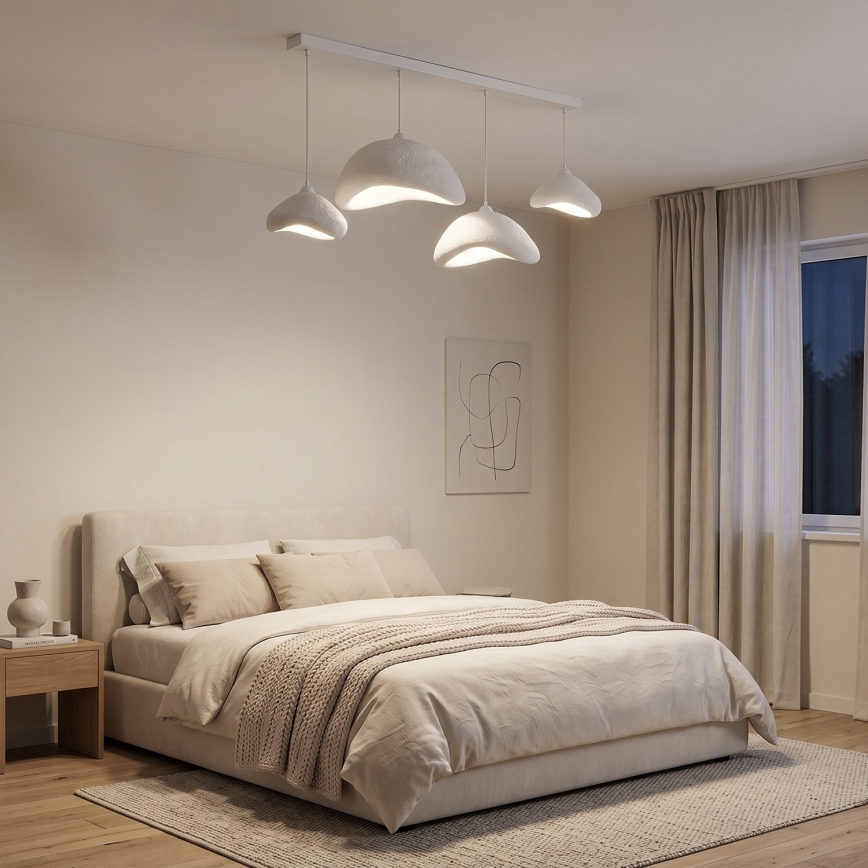 Brilagi - Hängeleuchte WABI SABI an Kabel 4xE27/40W/230V weiß