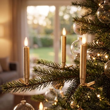 BRILAGI - Illuminazione a LED per albero di Natale 10xLED/10xAAA colore oro + telecomando