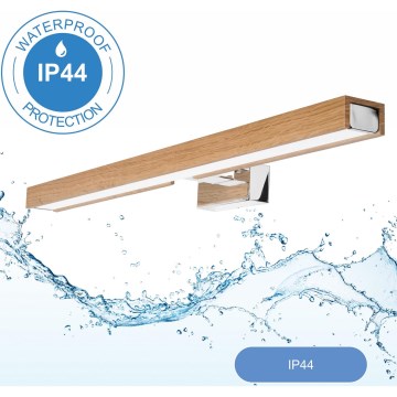 Brilagi - Illuminazione a LED per specchi da bagno WOODY MIRROR LED/12W/230V 60 cm IP44 quercia/cromo lucido