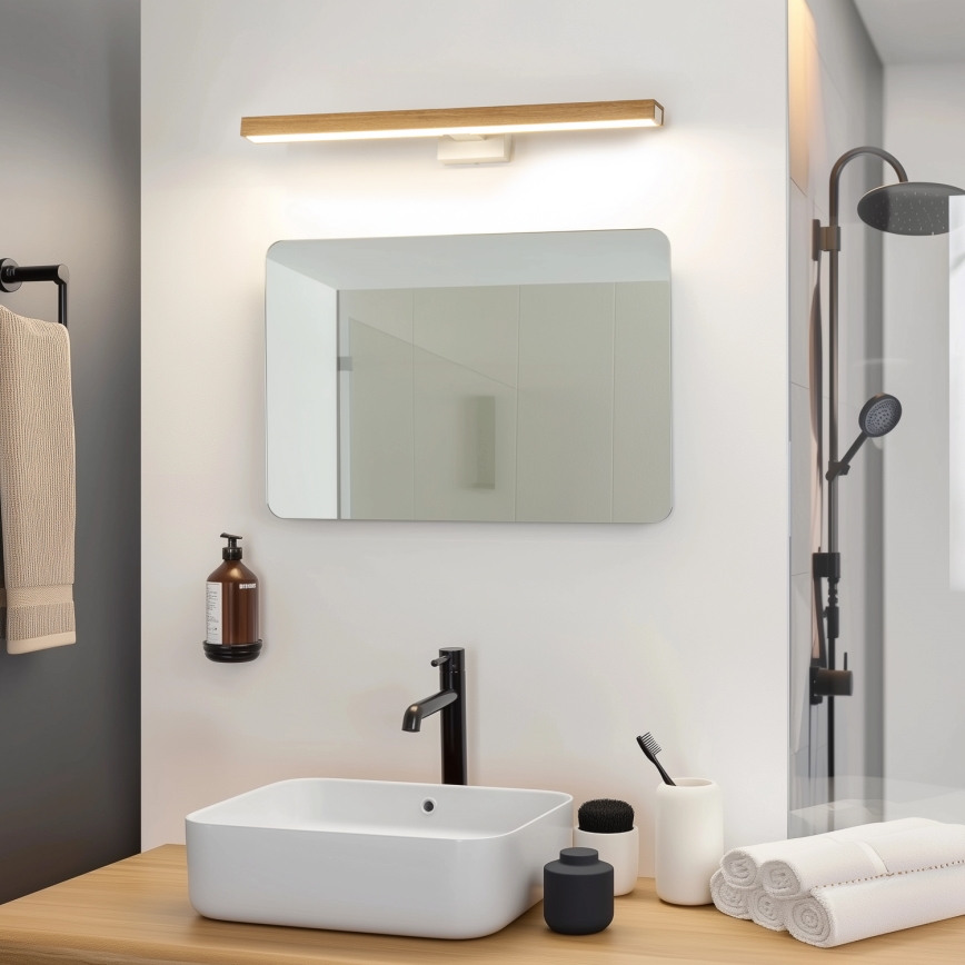 Brilagi - Illuminazione a LED per specchi da bagno WOODY MIRROR LED/12W/230V 60 cm IP44 quercia/bianco