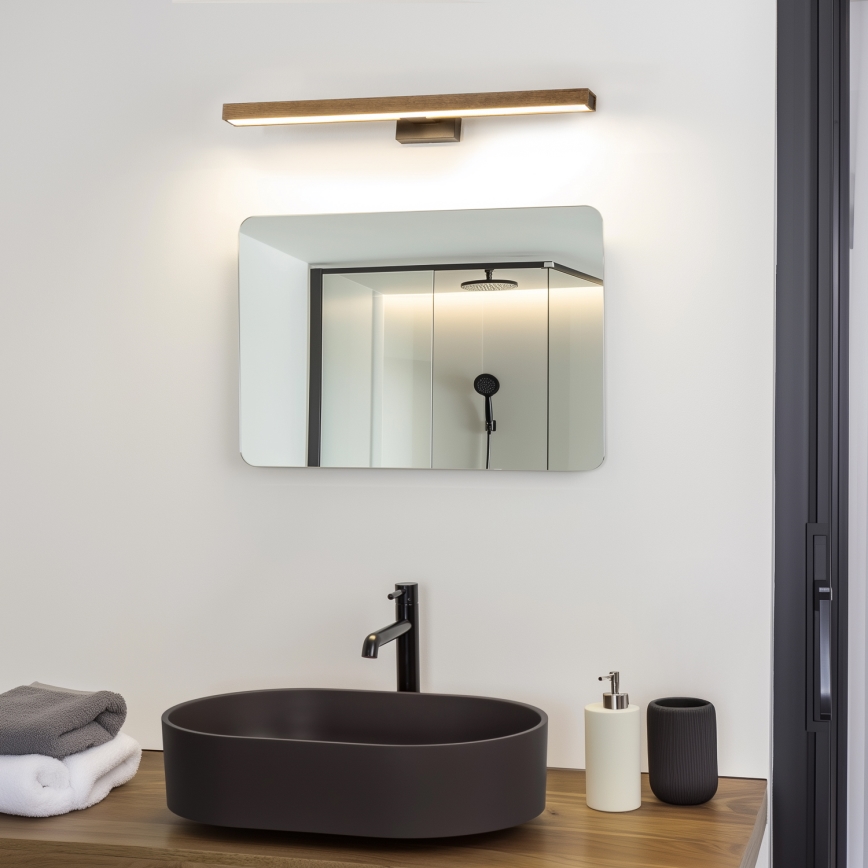 Brilagi - Illuminazione a LED per specchi da bagno WOODY MIRROR LED/12W/230V 60 cm IP44 quercia noce/nero