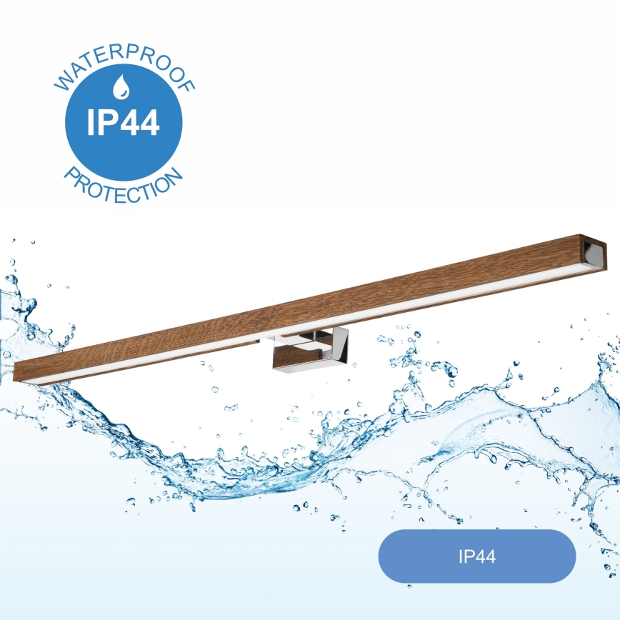 Brilagi - Illuminazione a LED per specchi da bagno WOODY MIRROR LED/15W/230V 90 cm IP44 quercia ciliegio/cromo lucido
