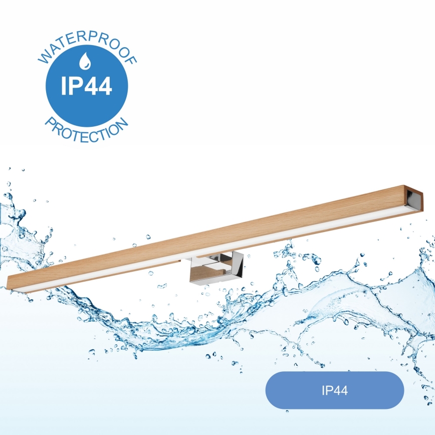 Brilagi - Illuminazione a LED per specchi da bagno WOODY MIRROR LED/15W/230V 90 cm IP44 quercia/cromo lucido