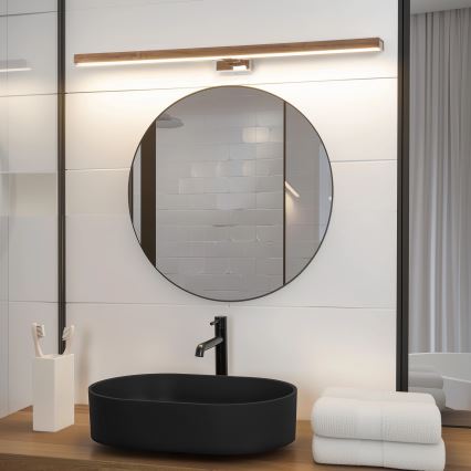 Brilagi - Illuminazione a LED per specchi da bagno WOODY MIRROR LED/15W/230V 90 cm IP44 quercia ciliegio/cromo lucido