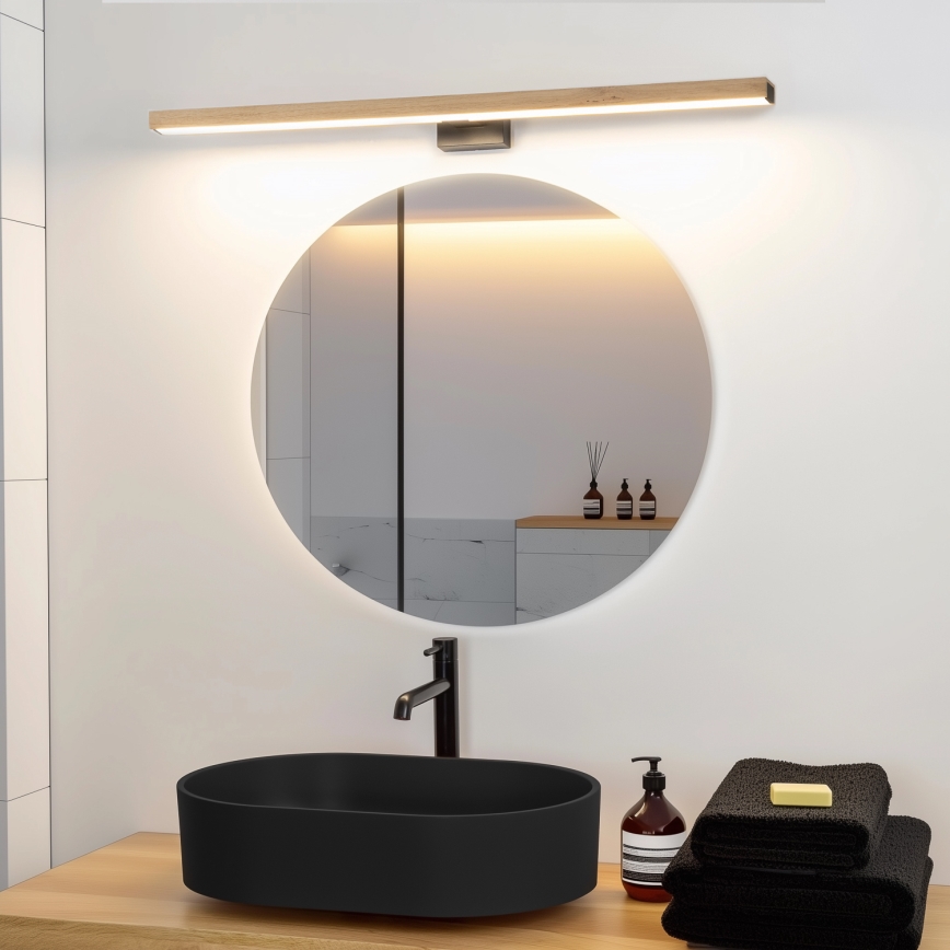 Brilagi - Illuminazione a LED per specchi da bagno WOODY MIRROR LED/15W/230V 90 cm IP44 quercia/nero