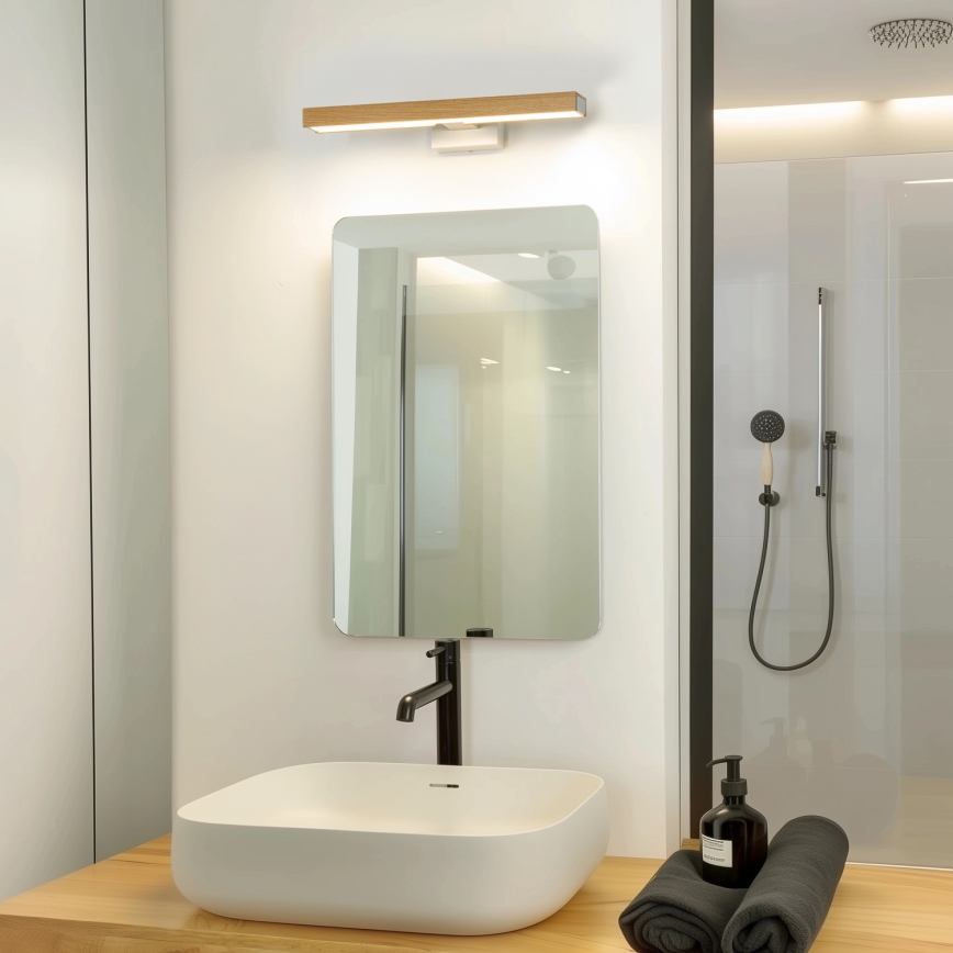 Brilagi - Illuminazione a LED per specchi da bagno WOODY MIRROR LED/8W/230V 40 cm IP44 quercia/bianco
