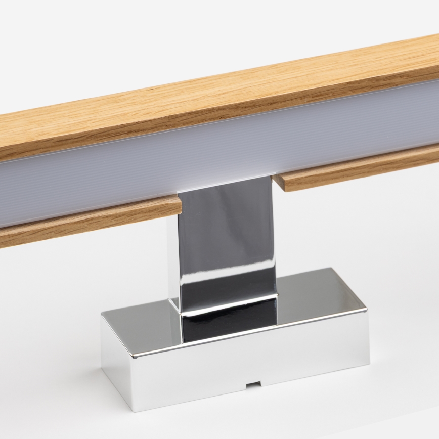 Brilagi - Illuminazione a LED per specchi da bagno WOODY MIRROR LED/8W/230V 40 cm IP44 quercia/cromo lucido