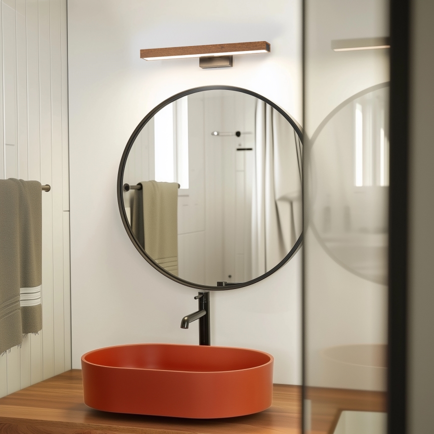 Brilagi - Illuminazione a LED per specchi da bagno WOODY MIRROR LED/8W/230V 40 cm IP44 quercia ciliegio/nero