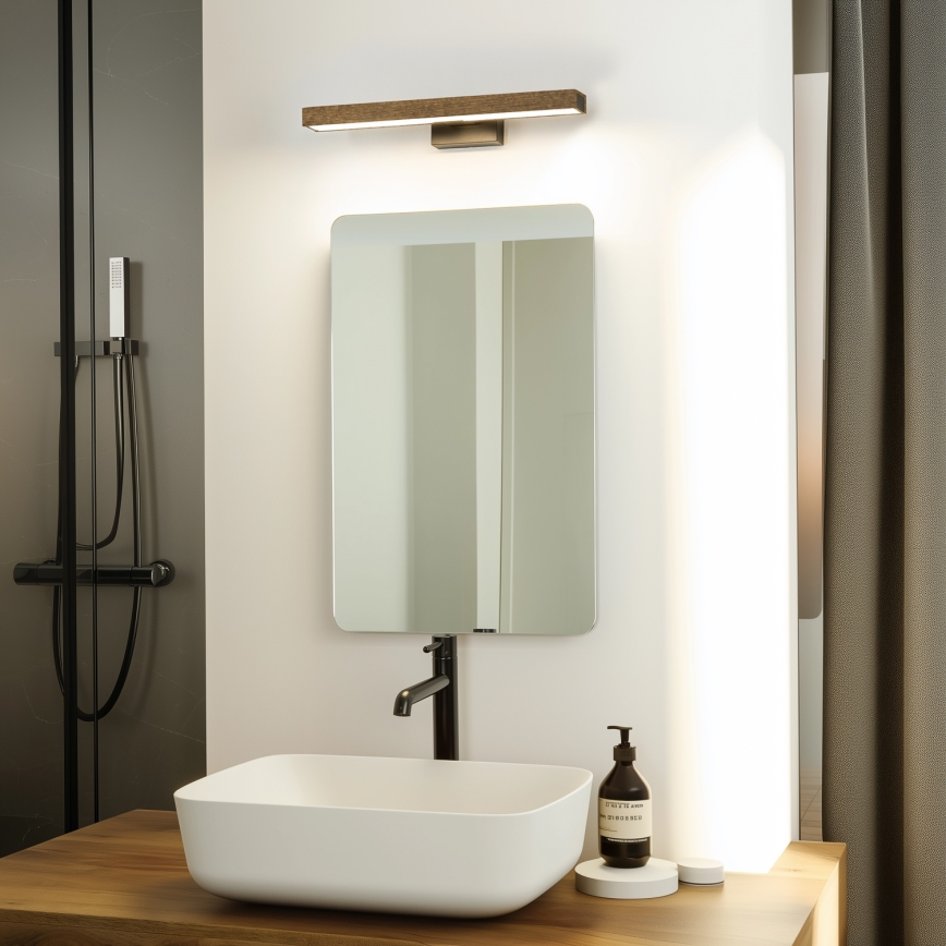 Brilagi - Illuminazione a LED per specchi da bagno WOODY MIRROR LED/8W/230V 40 cm IP44 quercia noce/nero