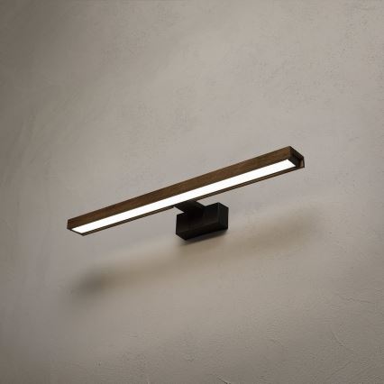 Brilagi - Illuminazione LED per specchio da bagno 3-in-1 WOODY MIRROR LED/12W/230V IP44 nero/rovere noce