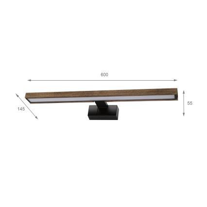 Brilagi - Illuminazione LED per specchio da bagno 3-in-1 WOODY MIRROR LED/12W/230V IP44 nero/rovere noce