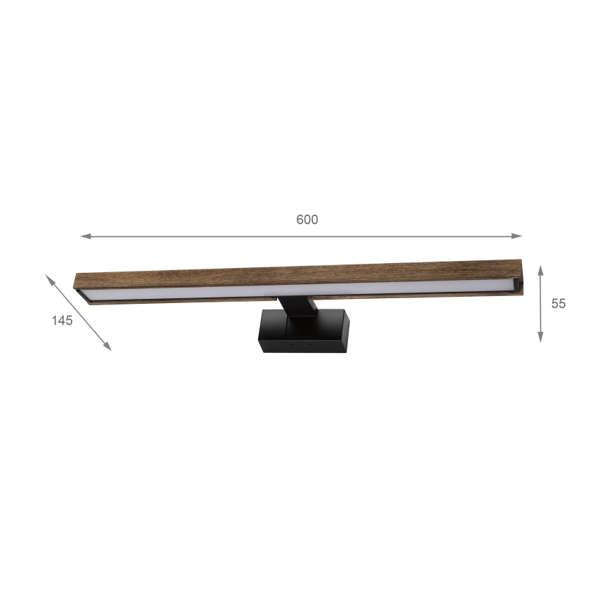 Brilagi - Illuminazione LED per specchio da bagno 3-in-1 WOODY MIRROR LED/12W/230V IP44 nero/rovere noce