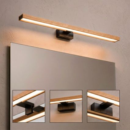 Brilagi - Illuminazione LED 3 in 1 per specchio da bagno WOODY MIRROR LED/15W/230V 80 cm IP44 nero/rovere