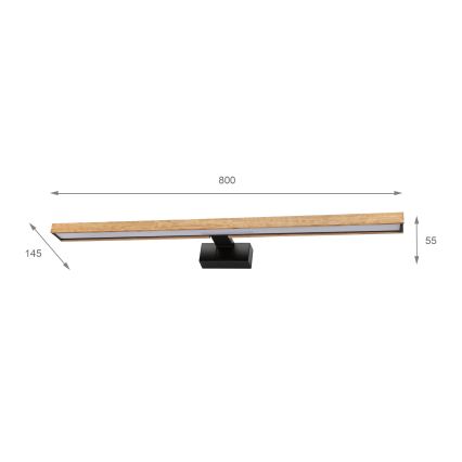 Brilagi - Illuminazione LED 3 in 1 per specchio da bagno WOODY MIRROR LED/15W/230V 80 cm IP44 nero/rovere