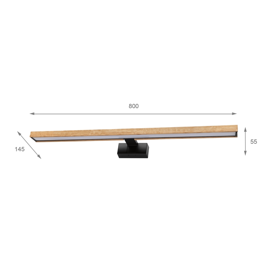 Brilagi - Illuminazione LED 3 in 1 per specchio da bagno WOODY MIRROR LED/15W/230V 80 cm IP44 nero/rovere