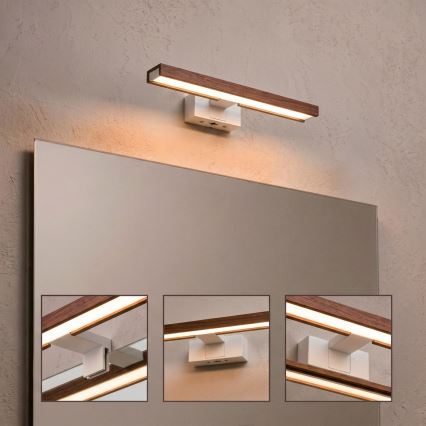 Brilagi - Illuminazione LED per specchio da bagno 3 in 1 WOODY MIRROR LED/8W/230V 40 cm IP44 bianco/rovere ciliegio