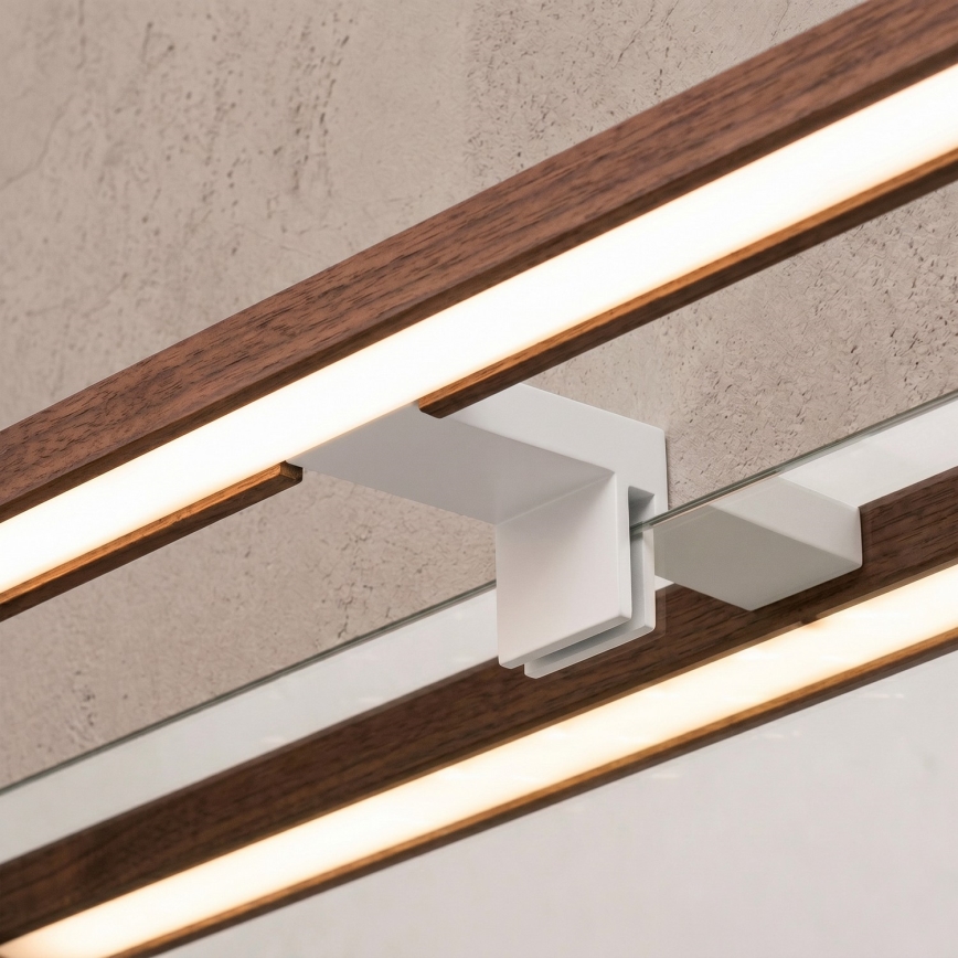 Brilagi - Illuminazione LED per specchio da bagno 3 in 1 WOODY MIRROR LED/8W/230V 40 cm IP44 bianco/rovere ciliegio