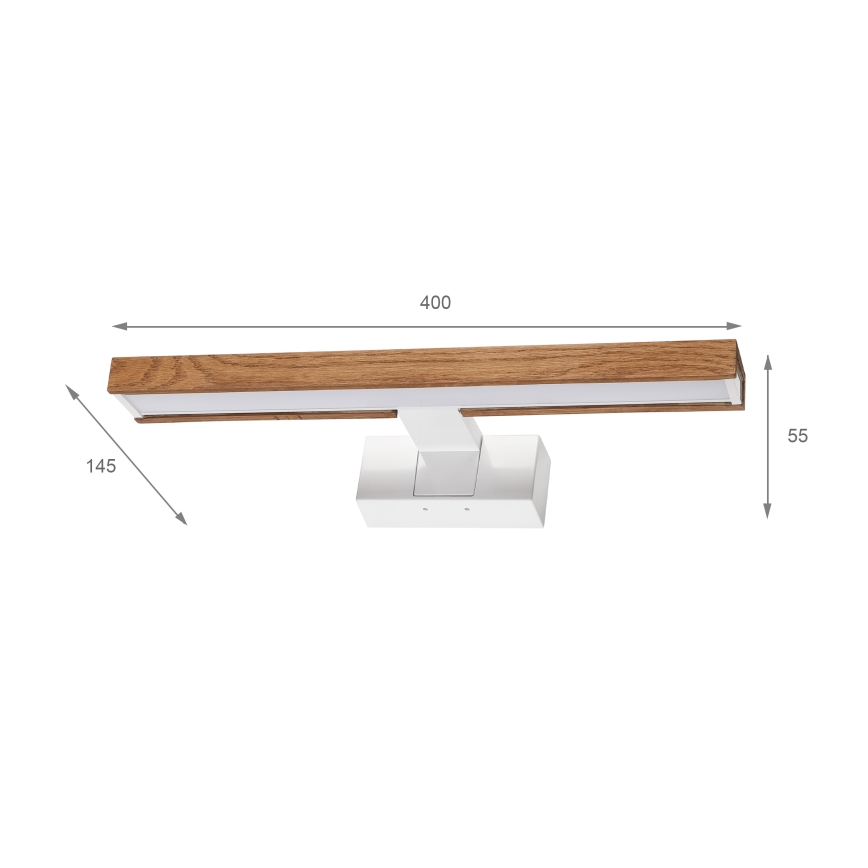 Brilagi - Illuminazione LED per specchio da bagno 3 in 1 WOODY MIRROR LED/8W/230V 40 cm IP44 bianco/rovere ciliegio