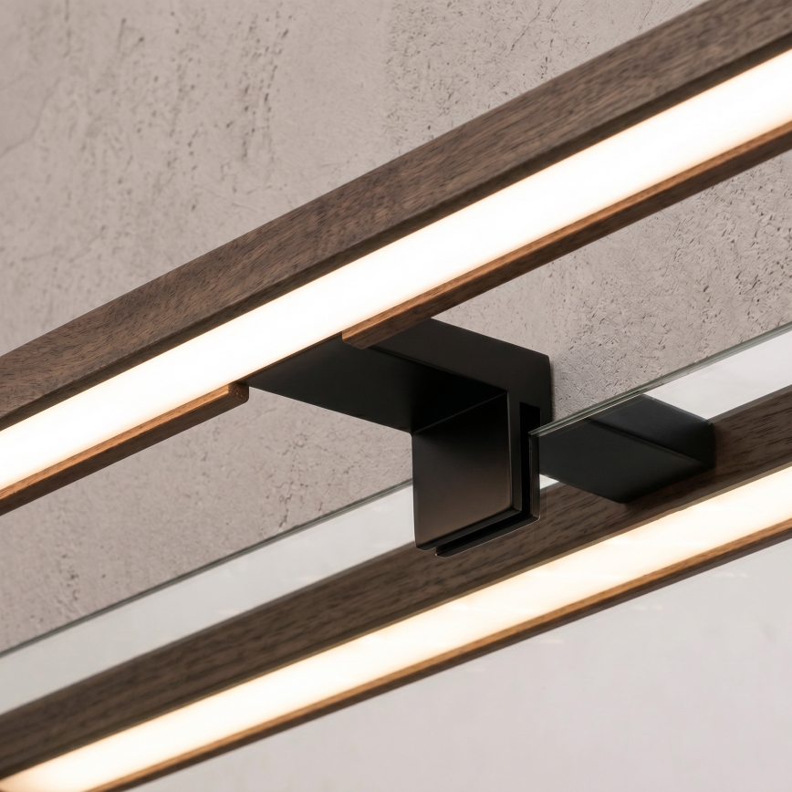 Brilagi - Illuminazione LED per specchio da bagno 3 in 1 WOODY MIRROR LED/8W/230V 40 cm IP44 nero/rovere noce