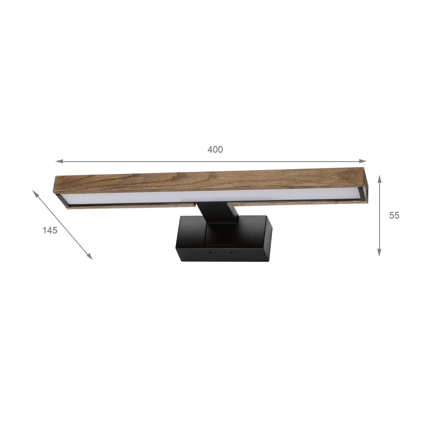 Brilagi - Illuminazione LED per specchio da bagno 3 in 1 WOODY MIRROR LED/8W/230V 40 cm IP44 nero/rovere noce