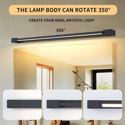BRILAGI - Illuminazione a LED per specchio da bagno AQUA LINE LED/28W/230V 100 cm IP44 nera CRI 90