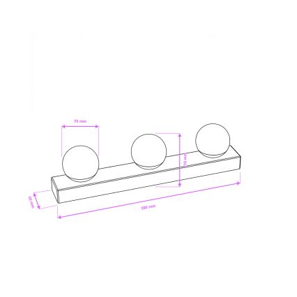 Brilagi - Illuminazione LED per specchio da bagno HOLLYWOOD 3xLED/3W/230V 39 cm IP44 nero