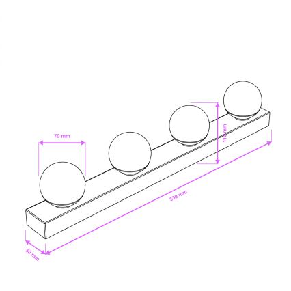 Brilagi - Illuminazione LED per specchio da bagno HOLLYWOOD 4xLED/3W/230V 53 cm IP44 nero