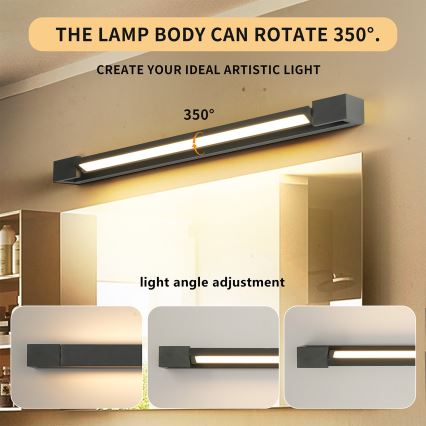 Brilagi - Illuminazione a LED per specchio da bagno AQUA LINE LED/18W/230V 60 cm IP44 antracite CRI 90