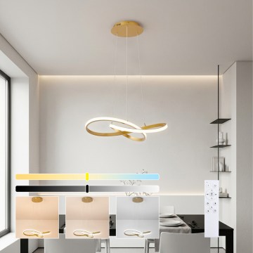 Brilagi - INFINITY LED-dimmbare Pendelleuchte an Seilen LED/55W/230V 3000-6000K 50x50 cm goldfarben + Fernbedienung