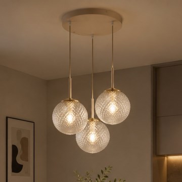 Brilagi - Kabel-Pendelleuchte STELLA 3xE27/60W/230V beige/gold