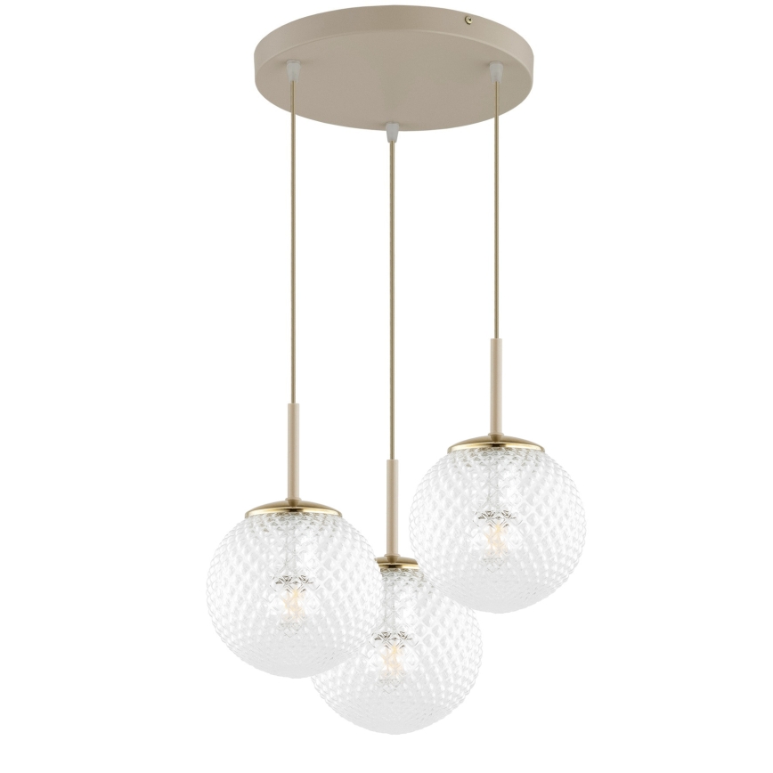 Brilagi - Kabel-Pendelleuchte STELLA 3xE27/60W/230V beige/gold