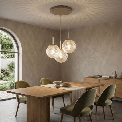 Brilagi - Kabel-Pendelleuchte STELLA 3xE27/60W/230V beige/gold