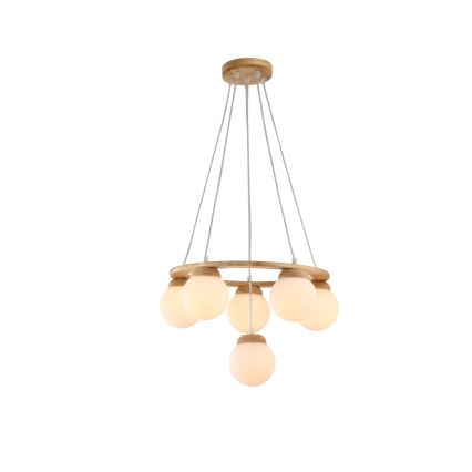 Brilagi - Kabel-Pendelleuchte VISBY WOOD 6xE27/60W/230V Ø 58 cm Gummibaumholz