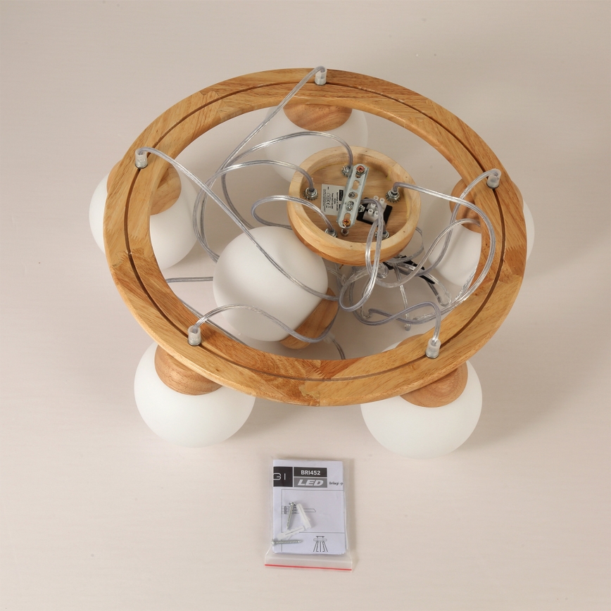 Brilagi - Kabel-Pendelleuchte VISBY WOOD 6xE27/60W/230V Ø 58 cm Gummibaumholz