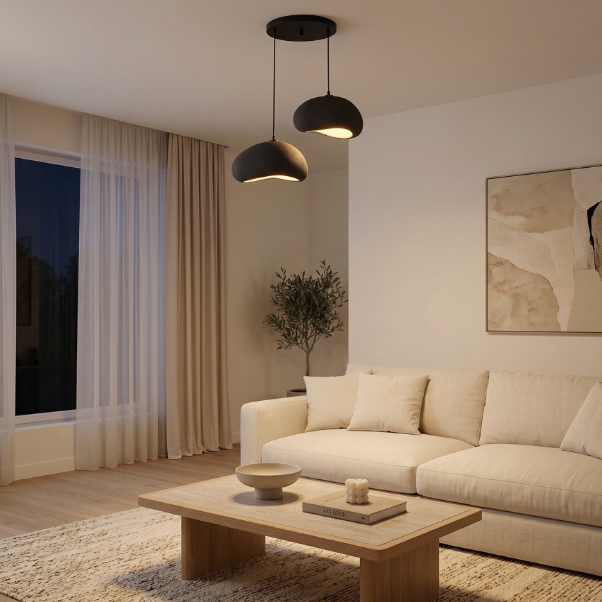 Brilagi - Kabel-Pendelleuchte WABI SABI 2xE27/40W/230V Ø 60 cm schwarz