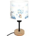 Brilagi - Kinder-Tischlampe BOBO WOOD 1xE27/25W/230V Eiche/schwarz/weiß/blau/Teddybären