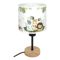 Brilagi - Kinder-Tischlampe BOBO WOOD 1xE27/25W/230V Eiche/Schwarz/Weiß/Grün/Dschungel