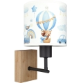 Brilagi - Kinder-Wandleuchte BOBO WOOD 1xE27/25W/230V Eiche/Schwarz/Weiß/Blau/Bärchen