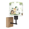 Brilagi - Kinder-Wandleuchte BOBO WOOD 1xE27/25W/230V Eiche/schwarz/weiß/grün/Dschungel