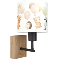 Brilagi - Kinder-Wandleuchte BOBO WOOD 1xE27/25W/230V Eiche/Schwarz/Weiß/Tiermotive