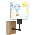 Brilagi - Kinder-Wandleuchte BOBO WOOD 1xE27/25W/230V Eiche/Schwarz/Weiß/Tiermotive