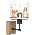 Brilagi - Kinder-Wandleuchte BOBO WOOD 1xE27/25W/230V Eiche/schwarz/weiß/Tiermotive