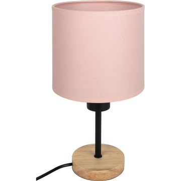 Brilagi - Kindertischlampe BOBO WOOD 1xE27/25W/230V Eiche/schwarz/rosa
