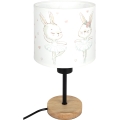 Brilagi - Kindertischlampe BOBO WOOD 1xE27/25W/230V Eiche/schwarz/weiß/Hasenmotiv