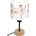 Brilagi - Kindertischlampe BOBO WOOD 1xE27/25W/230V Eiche/Schwarz/Weiß/Rosa/Ballerinas