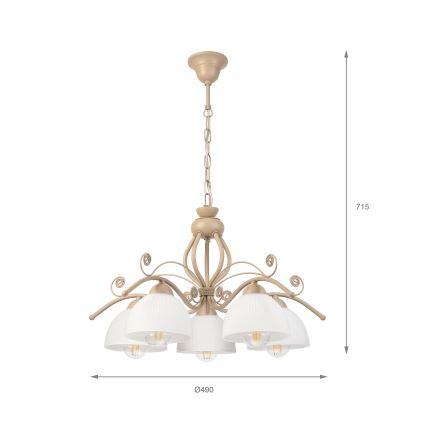Brilagi - Kronleuchter an Kette ANTICO MODERN 5xE27/60W/230V beige