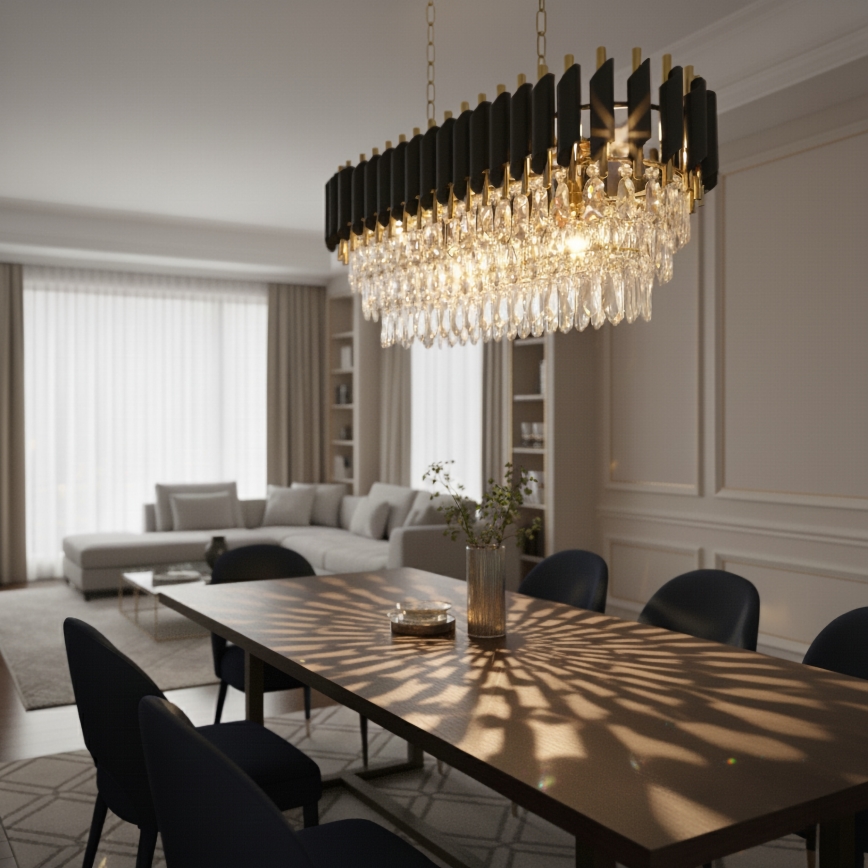 Brilagi - Kronleuchter an Kette ECLIPSE 10xE14/10W/230V 78x28 cm schwarz/gold