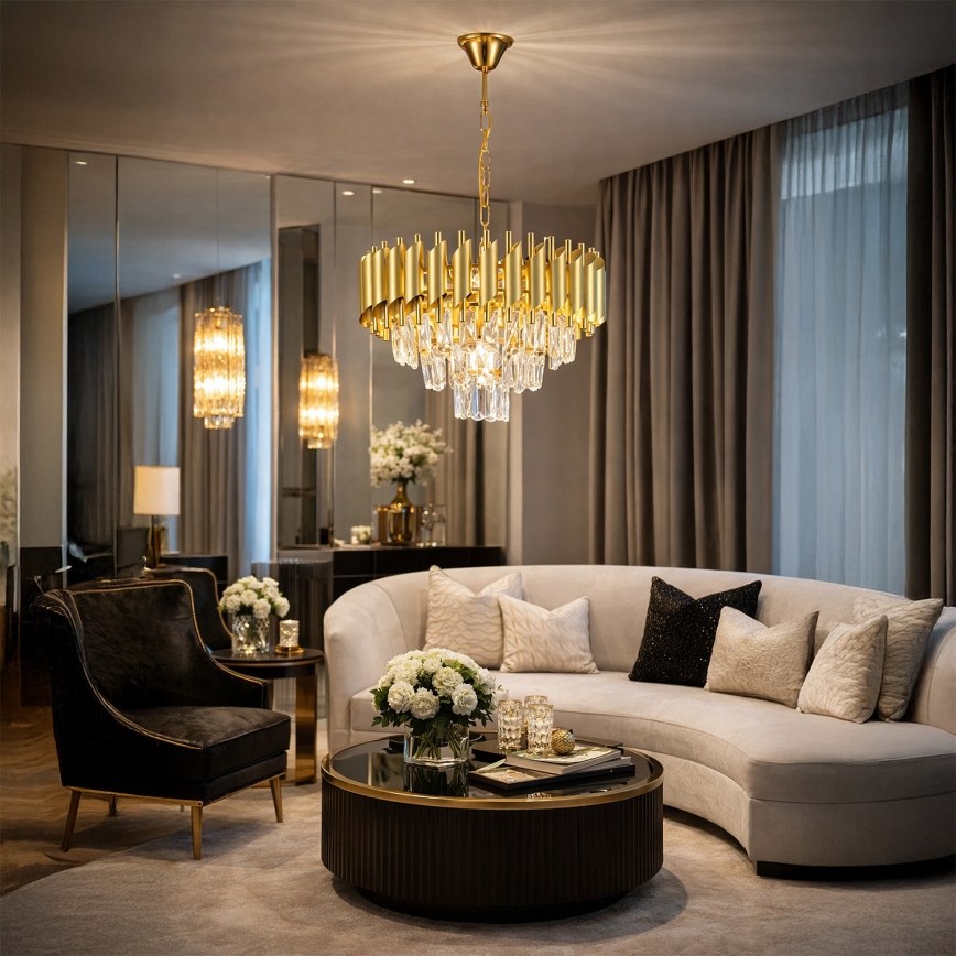 Brilagi - Kronleuchter an Kette ECLIPSE 5xE14/10W/230V Ø 38 cm, goldfarben