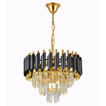 Brilagi - Kronleuchter an Kette ECLIPSE 5xE14/10W/230V Ø 38 cm Schwarz/Gold